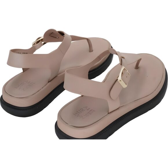 Naturalizer Alyssa T-Strap Thong Sandals Tan Faux Leather Women US 9.5W EU 40.5 - Picture 3 of 6
